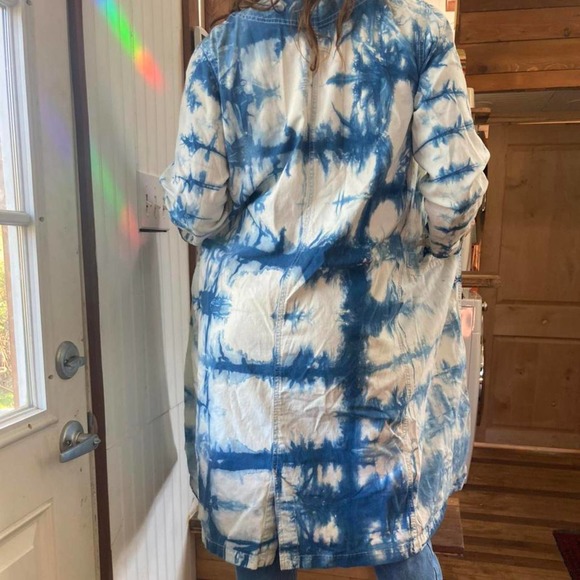 Hand dyed indigo and shibori duster chore coat - Picture 3 of 4
